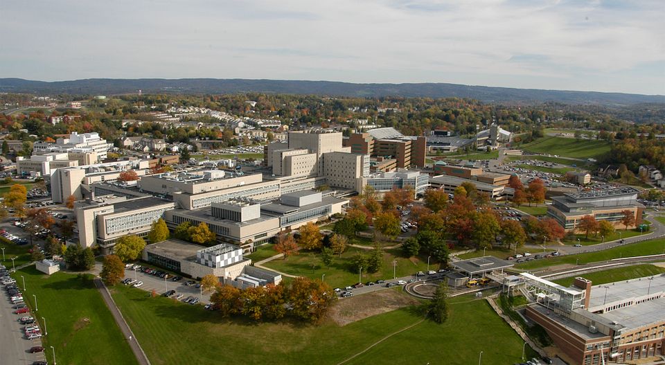 Ariel view of the WVU Health Sciences campus