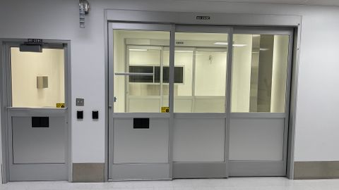 Sliding doors that separate labs and other rooms